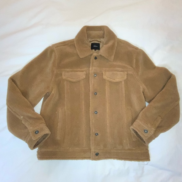 Vince Men's Tan Sherpa Jacket Medium - Picture 7 of 10